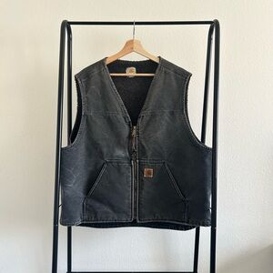 Carhartt Duck Vest Fleece Lined Black V26 BLK Workwear Zip Men’s 2XL Sherpa Line